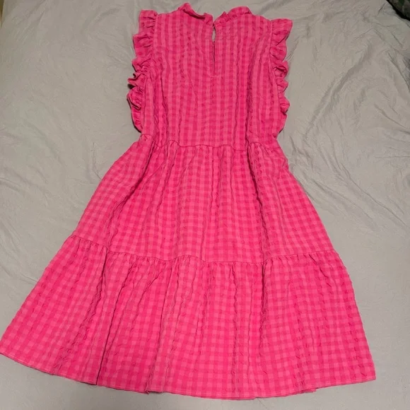 MAEVE by Anthropologie Lida Ruffle Mini Dress in Pink Gingham Size L - Picture 6 of 9